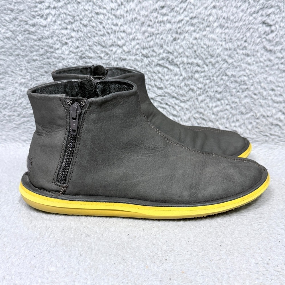 Camper Beetle Womens Size 7.5 Ankle Boots Dark Olive Leather Dual Zip